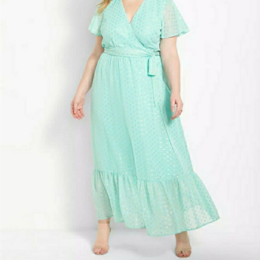 New with Tags Mint Green Faux Wrap Dress